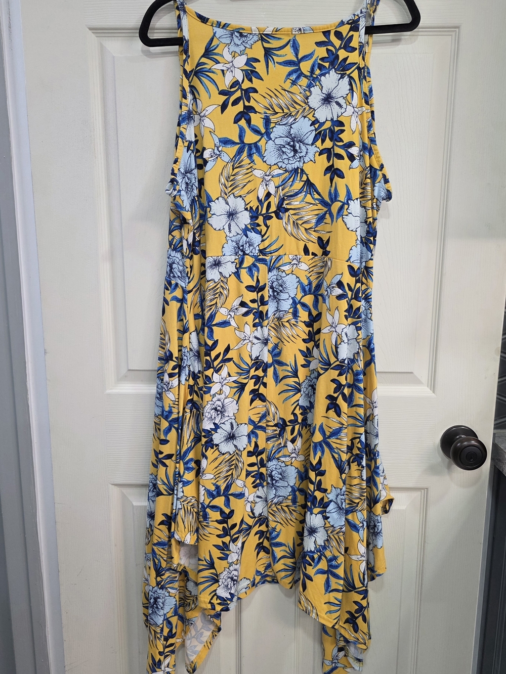 Womens Rouge Helium Yellow Floral Sundress with Blue and White Print - Picture 2 of 6